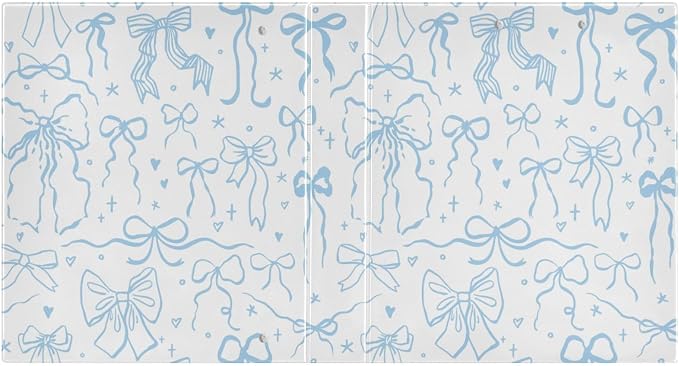 Cartoon Doodle Blue Bows 1.5 Inch Binders 3 Ring for Letter Size Holds 200 Sheets Notebook Binder with Clipboard for Women or Men