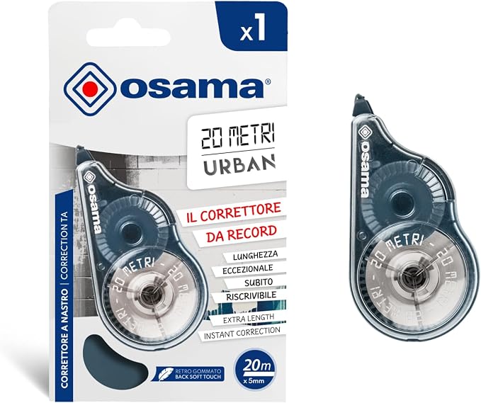 Osama Correction Roller, 1 Piece, 20 m, Correction Tape, Ideal for School, Office and University, Correction Mouse, Useful Set for Writing and School Supplies, Sliding and Covering, Long Lasting