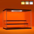 Acrylic Display Case with Adjustable LED Light, 3 Tier Clear Display Box Dustproof Showcase for Action Figures, Collectibles and Mini Toys, Assembly Display Cabinet(Black 12.5×6.7×9in)