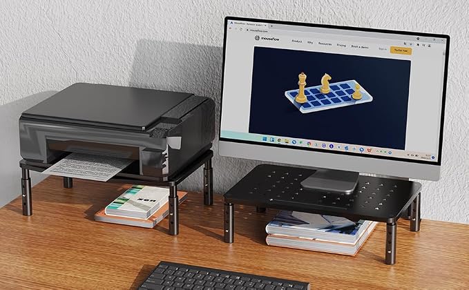 Zimilar 2 Pack Monitor Stand , 3 Height Adjustable Stand with Star Mesh | for Computer, Laptop, Printer, Notebook, iMac, Premium Metal Monitor Risers for 2 Monitors