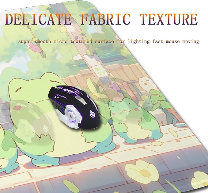 Green Anime Cute Forg Big Mouse Pad,XL 11.8x31.5 inch Large Gaming Mouse Pad,Non-Slip Base Desk Mat,Extended Game Mousepad Keyboard Pad Long Desk Pad Home&Office
