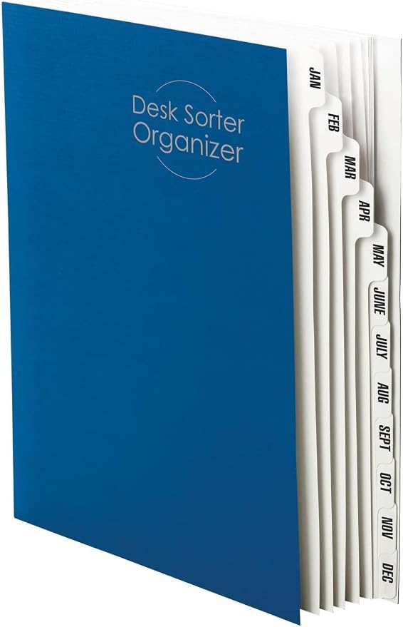 Smead Desk File/Sorter, Monthly (Jan-Dec), 12 Dividers, Letter Size, Dark Blue (89286) (Pack of 5)