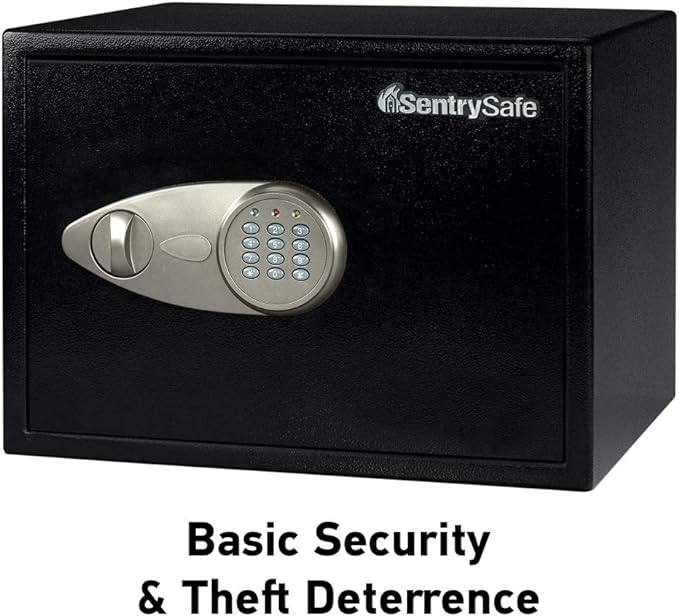 SentrySafe Black Home Safe with Shelf and Digital Keypad, Large Safe for Laptop, Documents, Money, Exterior: 10.6 x 16.9 x 14.6 Inches, X125 | Large Safe With Interior Shelf, Bolt Down Hardware and Digital Keypad, Securely Stores Laptop Computers, Char...