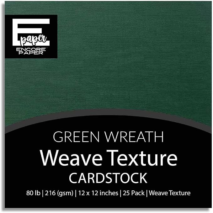GREEN WREATH—12x12 Textured Cardstock | 80lb Textured Green Scrapbook Paper | Premium Cardstock for Cricut Cutting | 25 Sheets