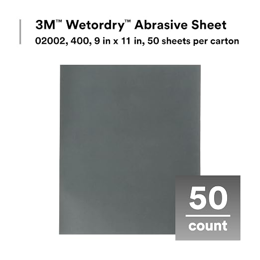 3M Wetordry Abrasive Sheet, 213Q, 02040, P320, 9 in x 11 in | 50 Sandpaper Sheets, for Auto Sanding, Metal Sanding, Finishing, Paint Prep
