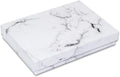 TheDisplayGuys 100 Cardboard Jewelry Gift Boxes with Inserts - Marble White | Size #53 - 5.4" x 3.9" x 1.0", Lids, Cotton Filled Padding, Kraft Paper, Bulk Pack Case, for Shipping, Organizers, Storage