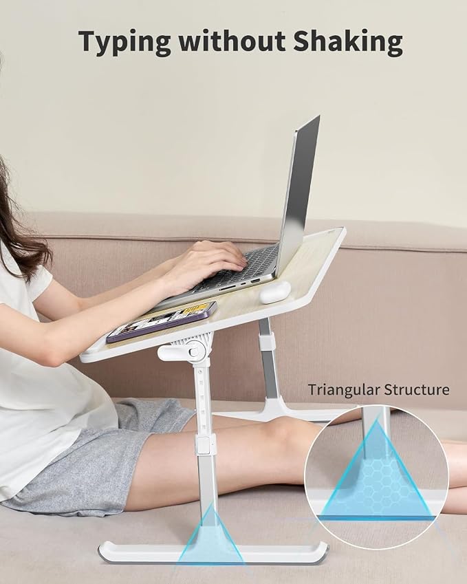 Laptop Desk for Bed, SAIJI Lap Desks Bed Trays for Eating Writing | for Eating Writing, Adjustable Computer Laptop Stand, Foldable Lap Table in Sofa and Couch（20.5x11.8 Teak