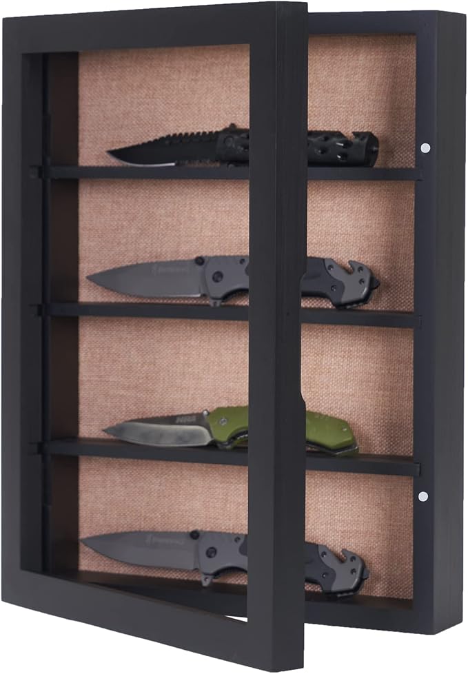 12x16 Shadow Box with 3 Removable Shelves, Black | Large Collectible Display Case, Shadow Box with 3 Removable Shelves for Miniatures, Medals, Coins, Shells and Figurines
