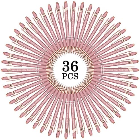 Qingxily Up to 300 Pcs Custom Pens Bulk,Personalized Pens Free Engraving,Customized Stylus Ballpoint Pens Your Name,Text,Message Business,Graduation,Anniversaries-Colorful Pens 36 Packs Rose gold
