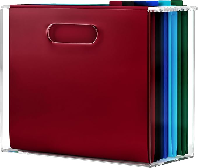 File Organizer for Desk - This Acrylic Storage Box is great for Office Organization - Its Modern Acrylic Magazine Holder makes a Great Gift for Home/Work Space