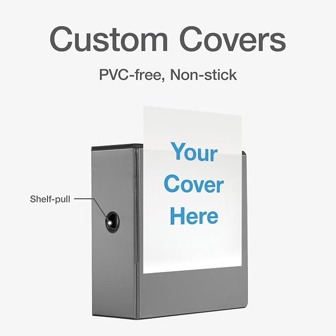 Cardinal 3 Ring Binder, 5 Inch Premier Easy Open Binder, ONE-Touch Locking Slant-D Rings, 1,050-Sheet Capacity, ClearVue Cover with Shelf Pull, PVC-Free, Black (10351)