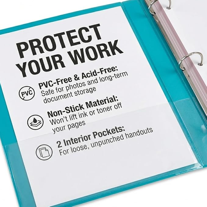 Samsill BioBinder 1 Inch Binder (4-Pack) - Durable Plant-Based 3 Ring Binder 1 Inch, USDA Certified Biobased, Customizable Nonstick Cover & Spine - 1 inch Binders 3 Ring, 200 Sheet Capacity