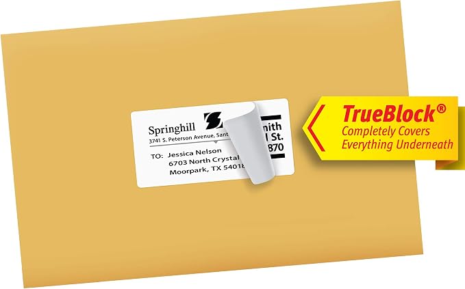 Avery Printable Shipping Labels with Sure Feed, 2" x 4" Customizable Stickers, White, 250 Blank Mailing Labels, Great for Mailing, Shipping, and More (8163)