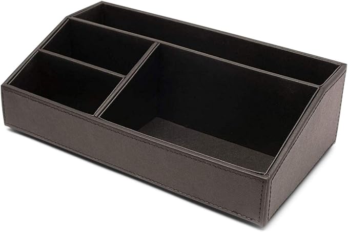 Castle Armory Leatherette Desk Organizer Caddy - Clutter Organizer for Office, Home, Personal, Employee Office Supplies and Accessories (All-in-one Organizer - Stackable)