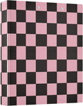 Black Pink Checkerboard 3 Ring Binders 1.5 Inch Clear View Three Ring Binders Versatile Binder for Work School Office Supply 1 Pack