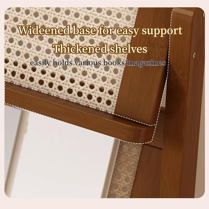 3-Tier Magazine Rack, Floor-Standing Magazine Holder, Bamboo Newspaper Stand, Brochure Display Stand, Book Shelf for Office, Study, Home, Furnishing(70cm-27.6in)