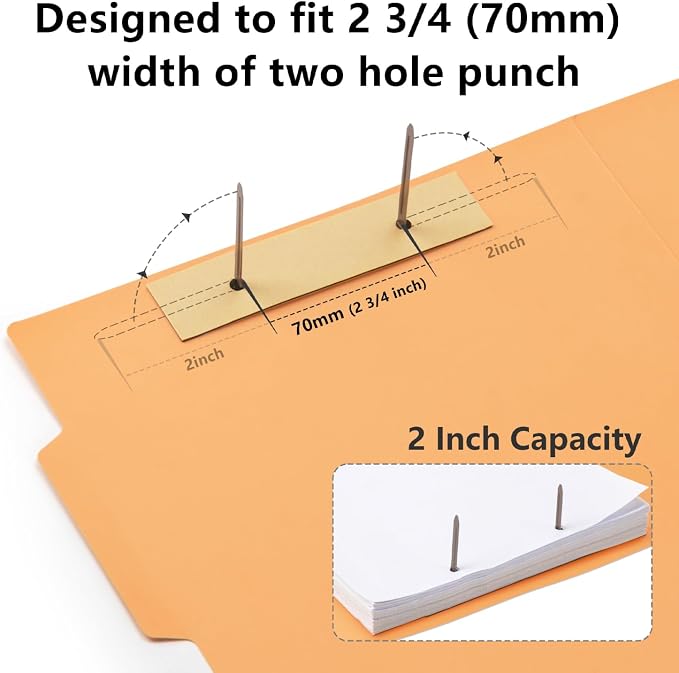 Self-Adhesive Prong Paper Fasteners- IMLIKE 2" Capacity,Strong Adhesion,Metal Fasteners，2.75" Base for Paper Folder or Files,100 pcs/Box (Pack of 2)