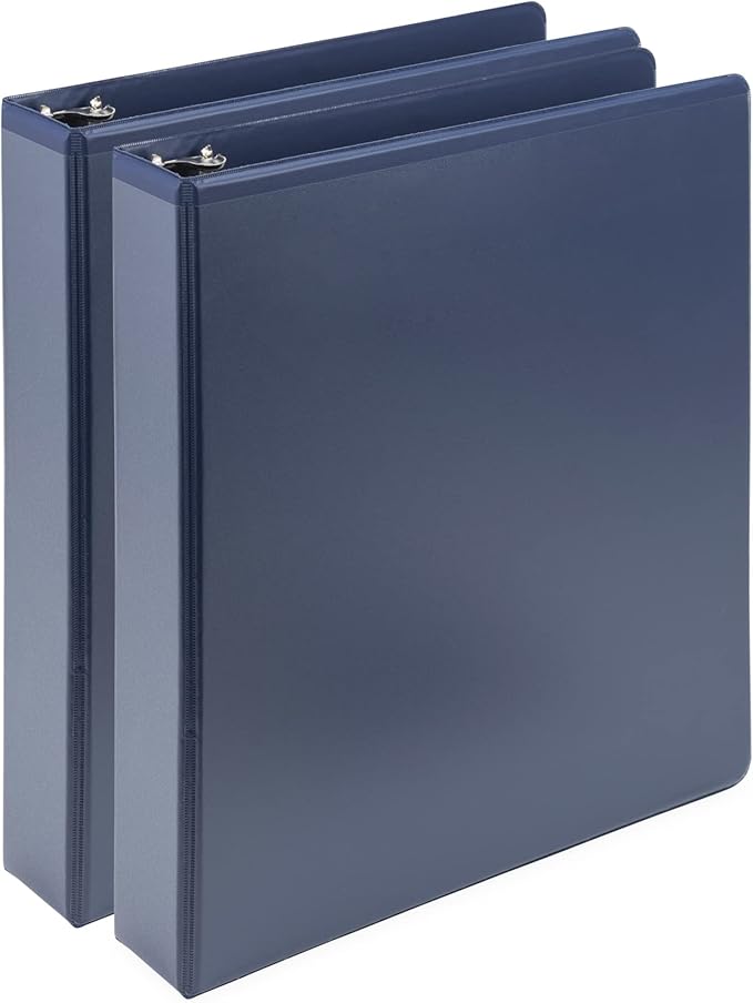 Samsill Plant-Based 1.5 Inch Durable D-Ring, View Binder, Eco-Friendly, USDA Certified Biobased, 2 Count,Pack of 1, Indigo Blue