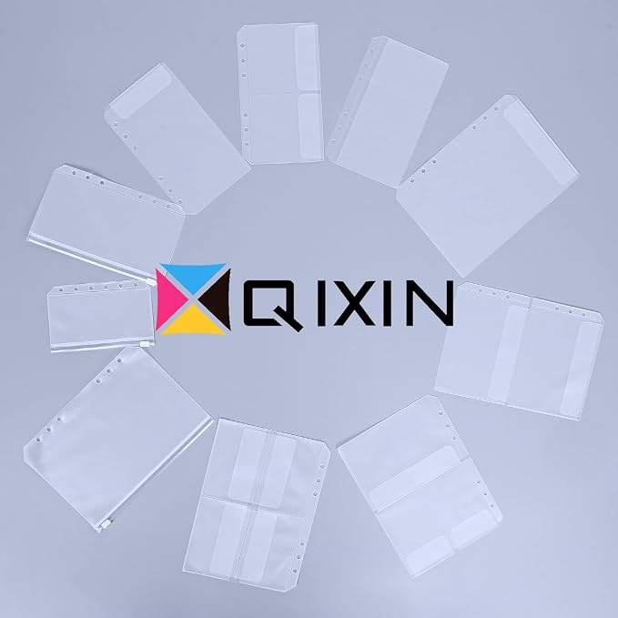 30pcs Dichotomy A5 Binder Pocket no Zipper Clear Budget Planner Inserts Bulk Binder Organizer Cash Envelopes for Budgeting Waterproof PVC Loose Leaf Bags Card Sleeves for 6 Ring Notebook