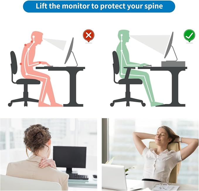 gianotter Computer Monitor Stand Riser with Drawer | Desk Organizers and Accessories Desk Accessories & Workspace Desktop Organizers Storage for Printer Stand (Rose Gold)