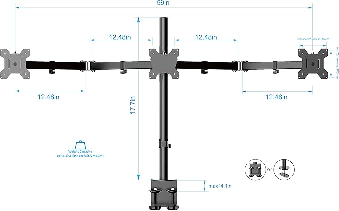 Rocelco 46" Large Height Adjustable Standing Desk Converter with Triple Monitor Mount BUNDLE - Sit Stand Up Computer Workstation Riser - Retractable Keyboard Tray - Teak Wood Grain (R DADRT-46-DM3)