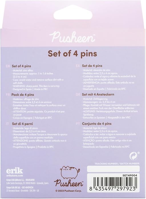 Grupo Erik Pusheen Enamel Pins Set of 4, Pusheen Stuff | Pusheen gifts, collectible pin set, Kawaii accessories