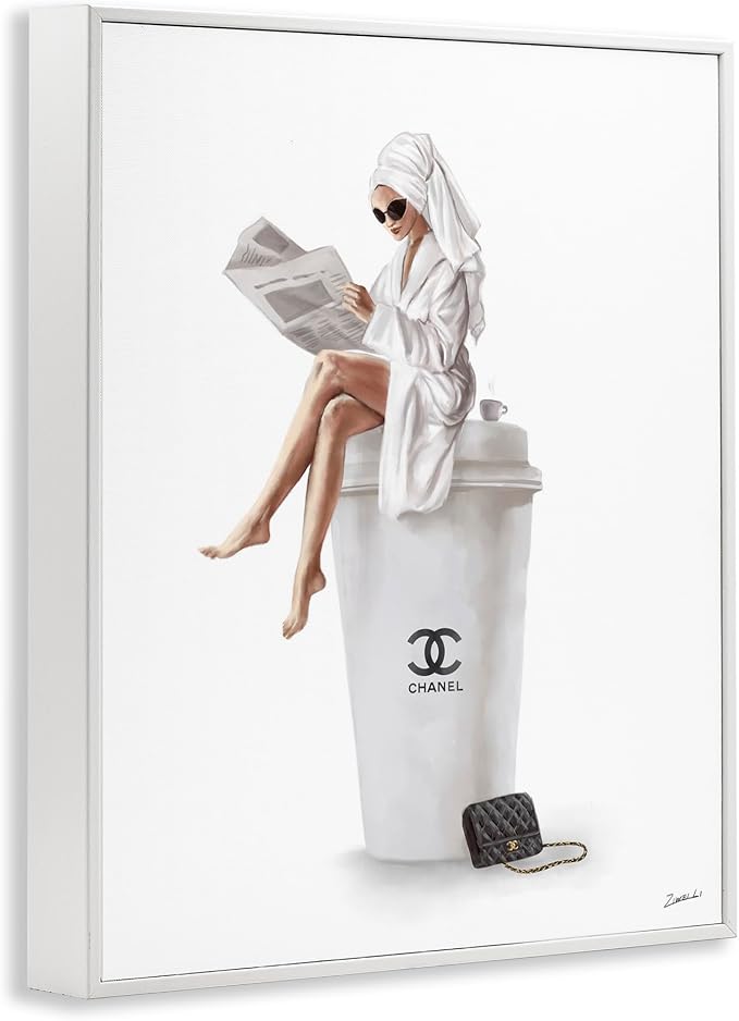 Chic Coffee Fashionista Glam, 16 x 20 Inch Framed Giclée Print | Stupell Industries · By Ziwei Li · Ready to hang once unboxed · Giftable kitchen decor · Made in USA
