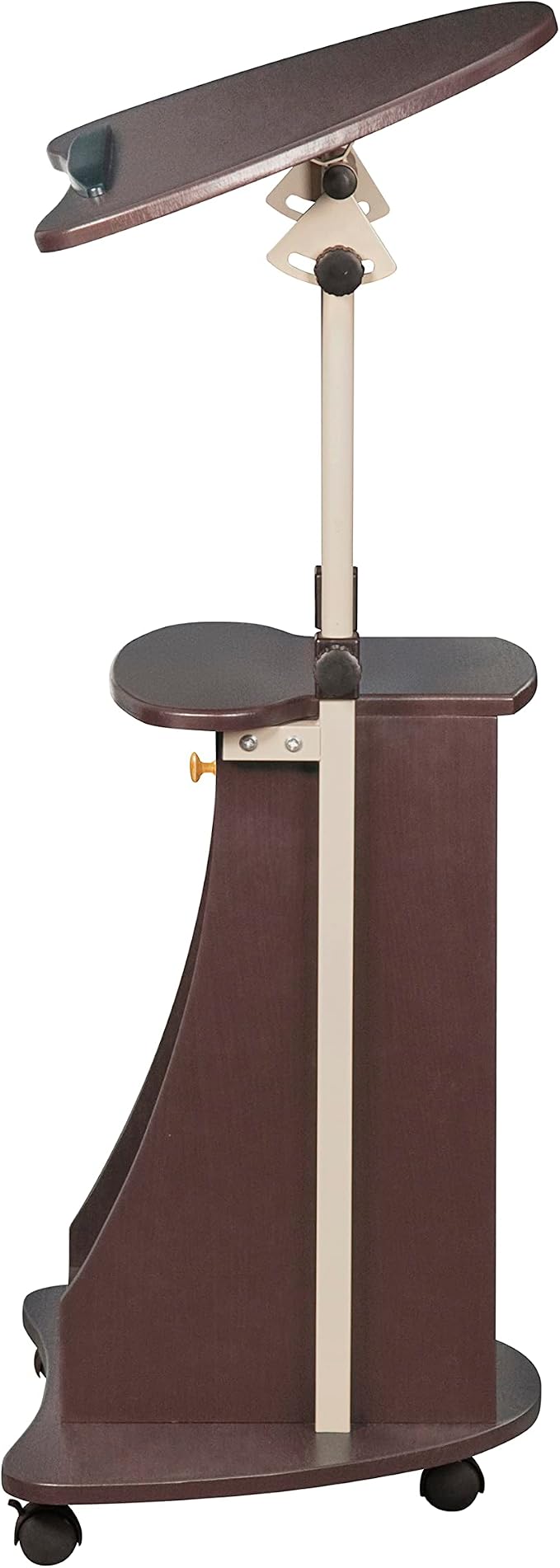 Techni Mobili Sit-to-Stand Rolling Adjustable Storage Medical Laptop Computer Cart, Chocolate, B005 | Adjustable Height Rolling Laptop Cart w/Tilting Top, Storage Shelf, Locking Wheels, Sit to Stand Desk,Mobile Podium,Chocolate