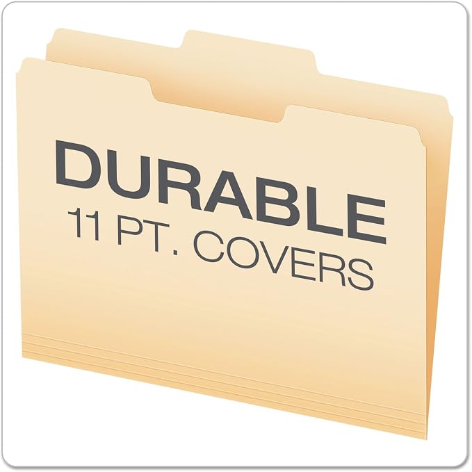 Pendaflex File Folders, Letter Size, Manila, 1/3 Cut, 100/BX (752 1/3-2)