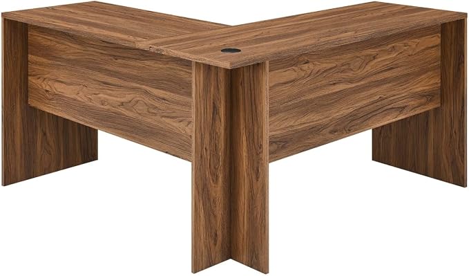 Modway EEI-5703-WAL Venture L-Shaped Wood Office Desk, Walnut