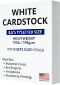 Veritas White Cardstock 8.5 x 11”, 110LB Index/199GSM Heavyweight Card Stock, 100 Sheets, Thick Cardstock Printer Paper for Copy, Printing, Art Projects, Invitations, Made In USA