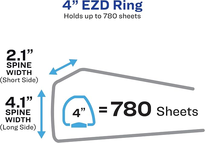 Avery Heavy-Duty 3 Ring Binder with Label Holder, 4 Inch One Touch EZD Rings, 4.5 Inch Spine, 1 Black Binder (79994) (Pack of 4)