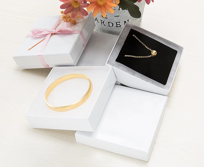 Magicool Hanger 96 Pack 3.5x3.5x1 Inch Cardboard Jewelry Boxes,Used for Necklaces,Bracelets,Earrings,Jewelry,Small Gift Packaging,Jewelry Gift Boxes with Lids and Filled with Cotton(White)