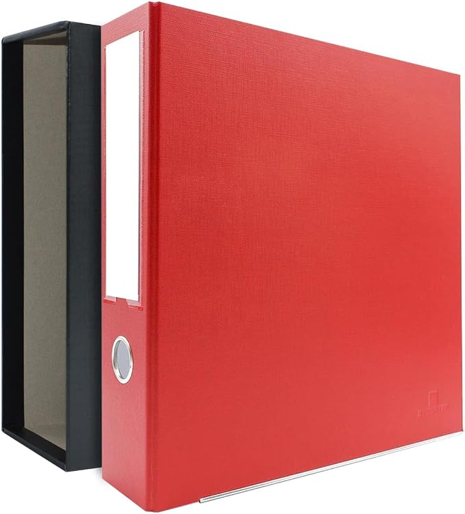3-Ring Premium Binder & Slip Case - Red, by Bindertek | 3" Spine Width, 525 Sheet Capacity, 2" D-Rings, Linen-Textured Covers, Steel Reinforced Edges