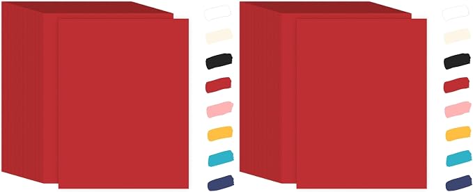 100 Sheets Red Cardstock 8.5 x 11 65lb Printer Paper, Goefun Red Card Stock Paper for Christmas, Invitations, Cards Making and Craft (Pack of 2)