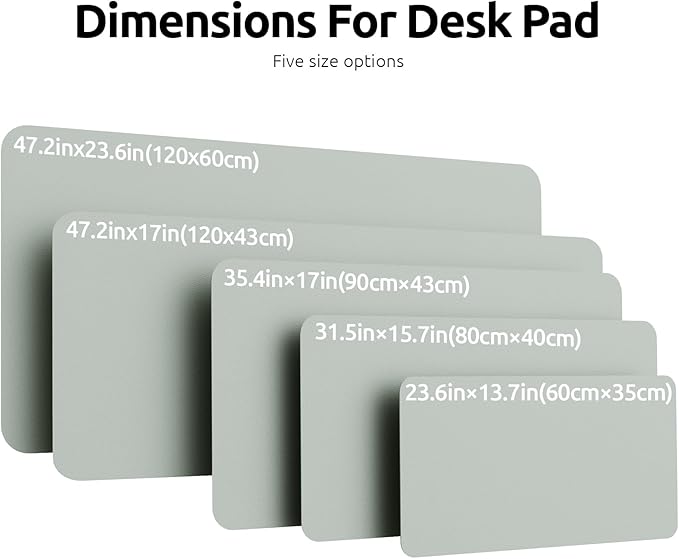 YSAGi Leather Desk Pad Protector, Office Desk Mat, Large Mouse Pad, Non-Slip PU Leather Desk Blotter, Laptop Desk Pad, Waterproof Desk Writing Pad for Office and Home (Grayish Green, 47" x 17")