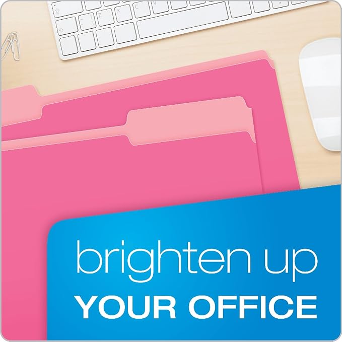 Pendaflex Two-Tone Color File Folders, Legal Size, Pink, 1/3 Cut, 100/BX (153 PIN) | Pink folders, 11 pt stock. Legal size file folders with a lighter interior that shows a misfile before it costs you time.