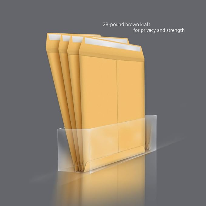 Amazon Basics Self Seal Catalog Envelopes for Business Mailing, Peel and Seal, 6" x 9", Brown Kraft, 100-Pack