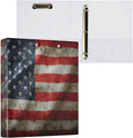 ALAZA 3 Ring Binder American Flag Us Patriotic Flag Clipboard Round Ring Binder Holds 1.5 Inch Three Rings Binder Heavy Duty Binders for School Office Supplies, 1Pack
