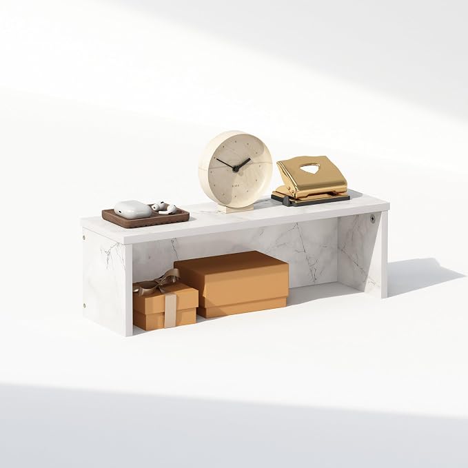 Furinno Classic Desk Organizers and Accessories, 18-Inch Desk Organizer, Desktop Organizer, for Office Supplier, Marble White