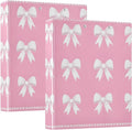 White Bows Pink 3 Ring Binder with 2 Interior Pockets 1.5 inch Binders 3 Ring Heavy Duty Fit 8.5" x 11" Letter for Office School, 2 Pack