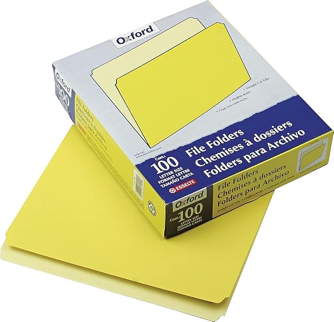 Pendaflex Two-Tone Color File Folders, Letter Size, Yellow, Straight Cut, 100/BX (152 YEL)