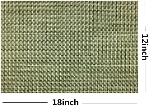 WAZAIGUR Placemats Crisscross Woven Vinyl Place Mats Set of 4 Green&Yellow