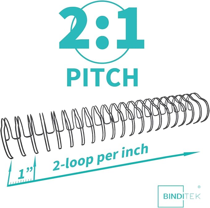 Metal Double Loop Wire Binding Spines, 1-1/4 Inch, 2:1 Pitch, Black 50 Pack | Wire Binding Spines for Letter Size, 21-Loop, 250 Sheet Capacity, for Reports, Manuals and Projects