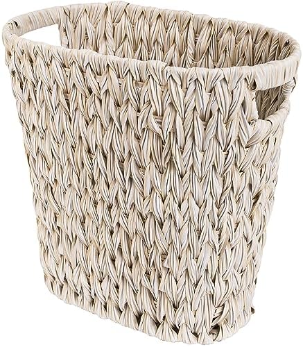 GRANNY SAYS Wicker Trash Can, Wicker Waste Basket for Bathroom, Butter Milk