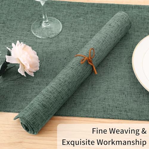 Homaxy Cloths Placemats for Dining Table Set of 4, 13" x 19", Green