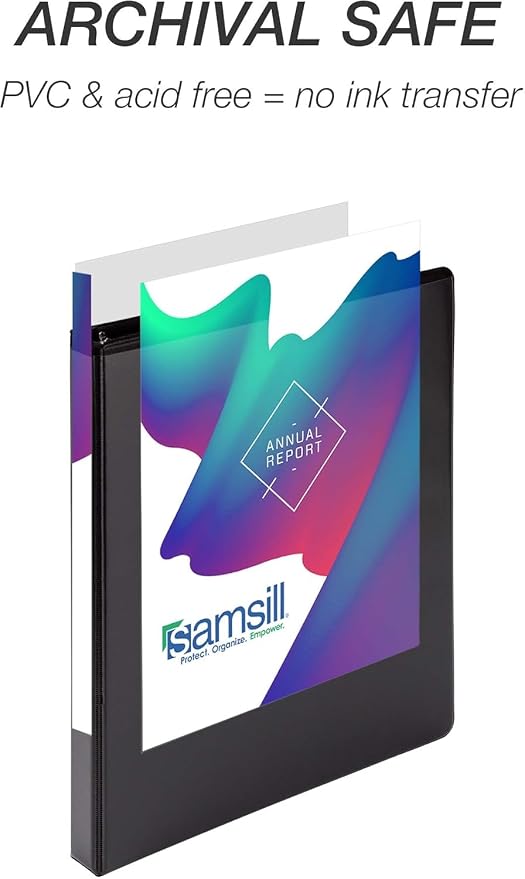 Samsill Durable 0.5 Inch Binder, D Ring Binder, Customizable Clear View Cover, Black, 24 Pack, Each Holds 125 Pages