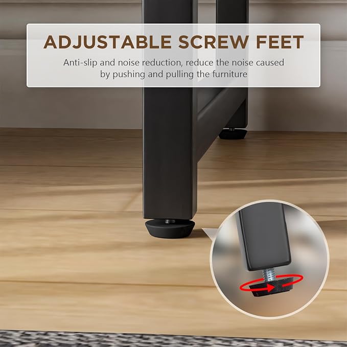 PayLessHere | 47 Inch Computer Desk | Brown | Sturdy Office Desk | Metal Frame, Adjustable Feet | Water-Resistant, Scratchproof Surface | Writing Table for Home Office or Study | Pack of 1