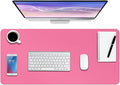 Boutilon Leather Desk Pad Protector,Non-Slip Mouse Pad,Laptop Desk Pad,Office Mouse Mat,Waterproof Leather Desk Blotter,Desk Writing Pad for Office and Home (L-Rose Pink,35"x 17")