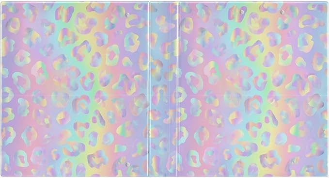 Aslsiy 3 Ring Binder 1.5 Inch Glitters Leopard Round Clipboard Binder Sparkly Decorative Harcover Binders Organizer for Office Supplies